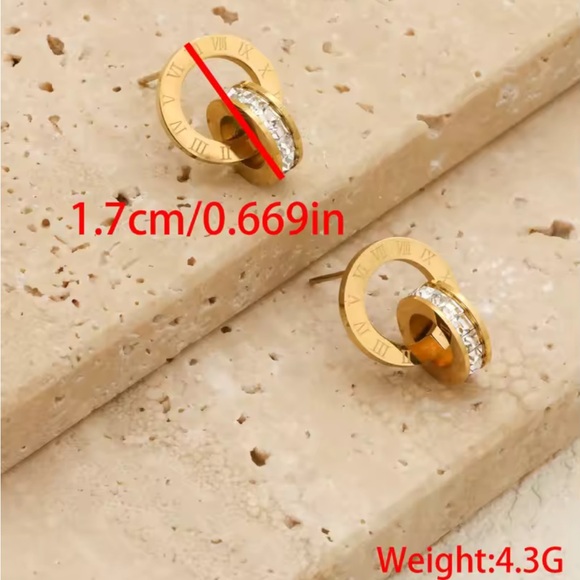 Maryse - Luxury Roman Stainless Steel Zircon Stud Earring - Picture 5 of 8